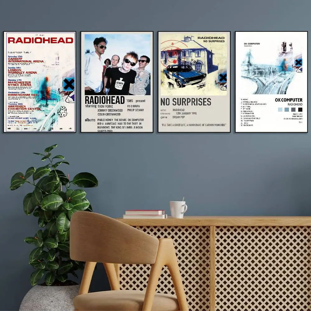 Hot Rock Music Album Cover Picture Singer Band R-Radio-head Poster Gallery Prints Self Adhesive Home Decor Decoration Wall