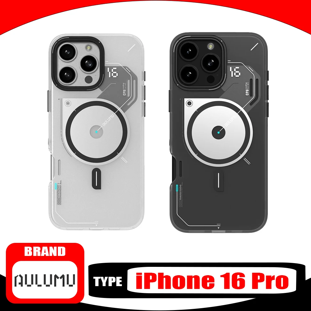 ALUMU Transparent Phone Case For iPhone16 Pro Max TPU Aluminium Alloy All Inclusive Anti Drop Magnetic Functional Sellphone Case