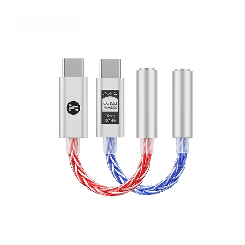 JCALLY JM6 Pro Type-C to 3.5mm Dual DAC CX31993 MAX97220 Digital Audio Headphone Amplifier HiFi DAC Mobile Headset Adapter
