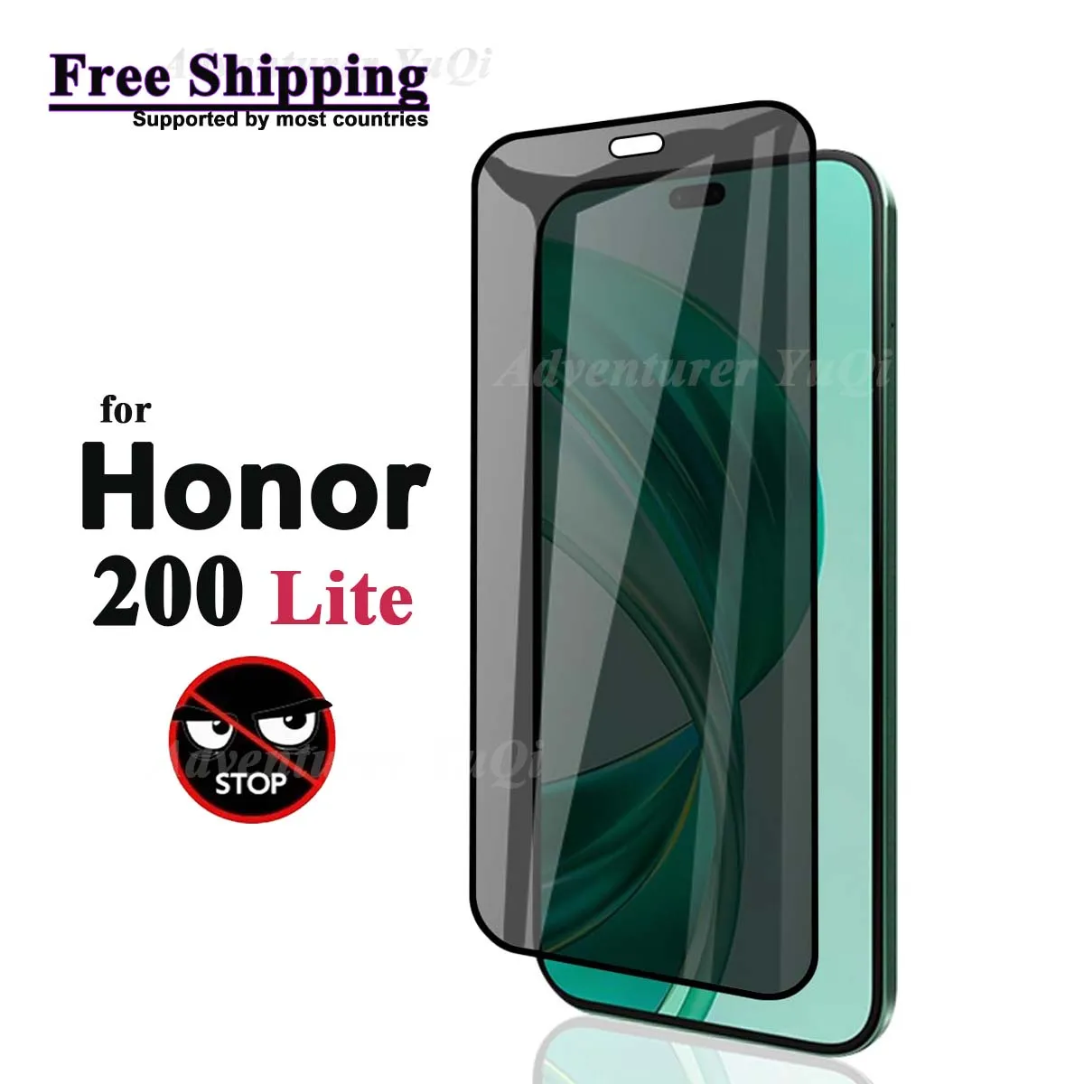 Anti Spy Screen Protector For Honor 200 Lite Tempered Glass Privacy Anti Peep Scratch 9H Case Friendly High Aluminum