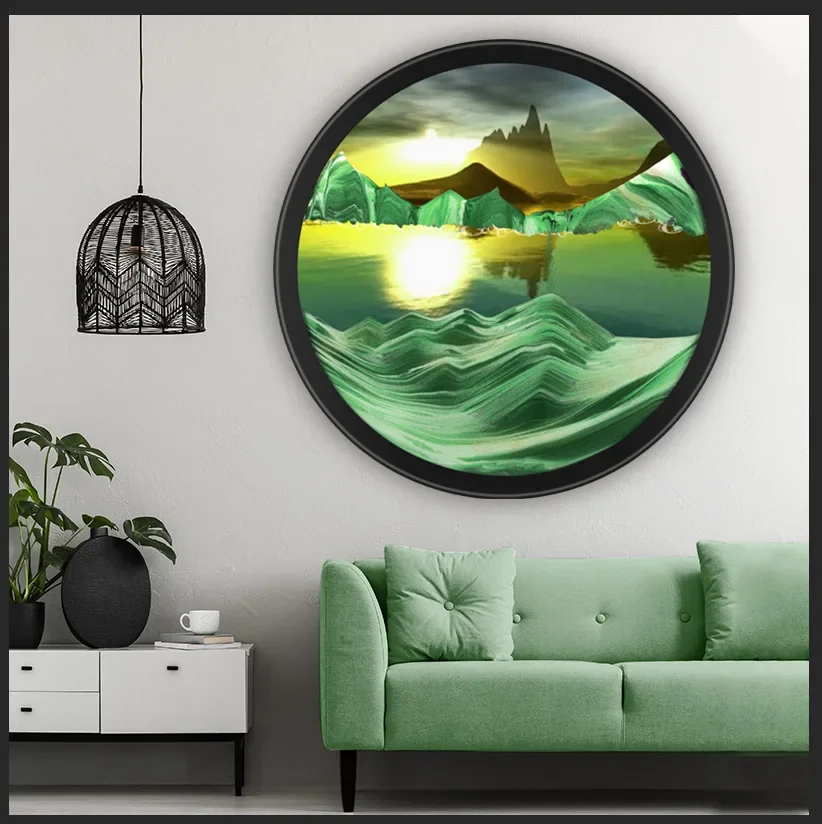 Flowing Sand Painting Living Room Decoration Ornaments, Creative Holiday Gifts, 3D Dynamic Art, Circular Flowing Sand Painting