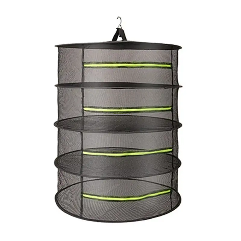 ABMI-Drying Net For Fish Flower Buds Plants Organizer Folding Dry Rack Vegetable Dryer With Mesh For Hanging Basket 4 Layer,