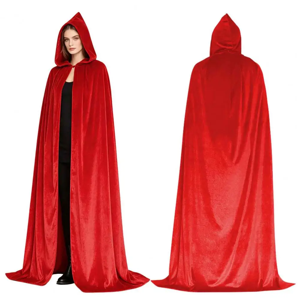 Unisex Adults Hooded Cloak Velvet Vampire Wizard Cape Renaissance Medieval Halloween Costume for Witch Cosplay Masquerade Party