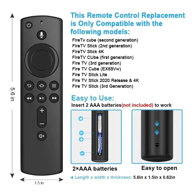 Controle remoto universal inteligente, adequado para 4k, 1a, 2a geração, fire tv, cubo/2a 3a geração, fire tv stick, casa inteligente