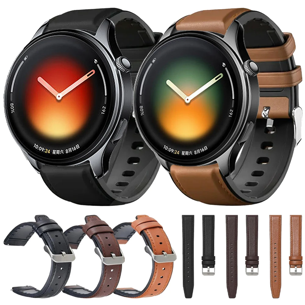 22 mm Leder- und Silikonarmband für Xiaomi Watch 5/S4/S3/S2/S1 Active Bands AMAZFIT BALANCE 2/Bip 6/GTR 4 3 Pro Ersatzarmband