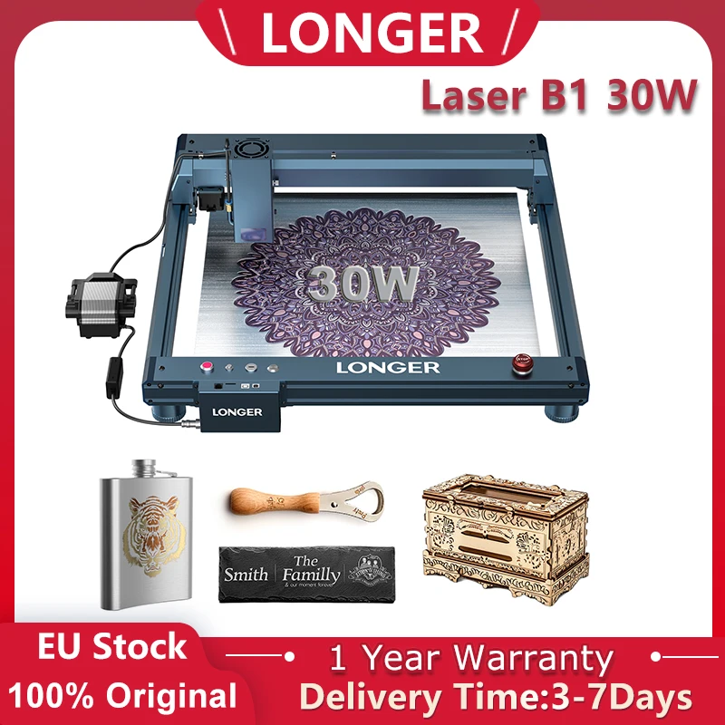 Image of LONGER Laser B1 30W Lasergraviergerät Präzisions-Laserpunkt 32-Bit-Chipsatz 450 x 440 mm Hochgeschwindigkeits-Gravur Schutzbrille WLAN-Steuerung