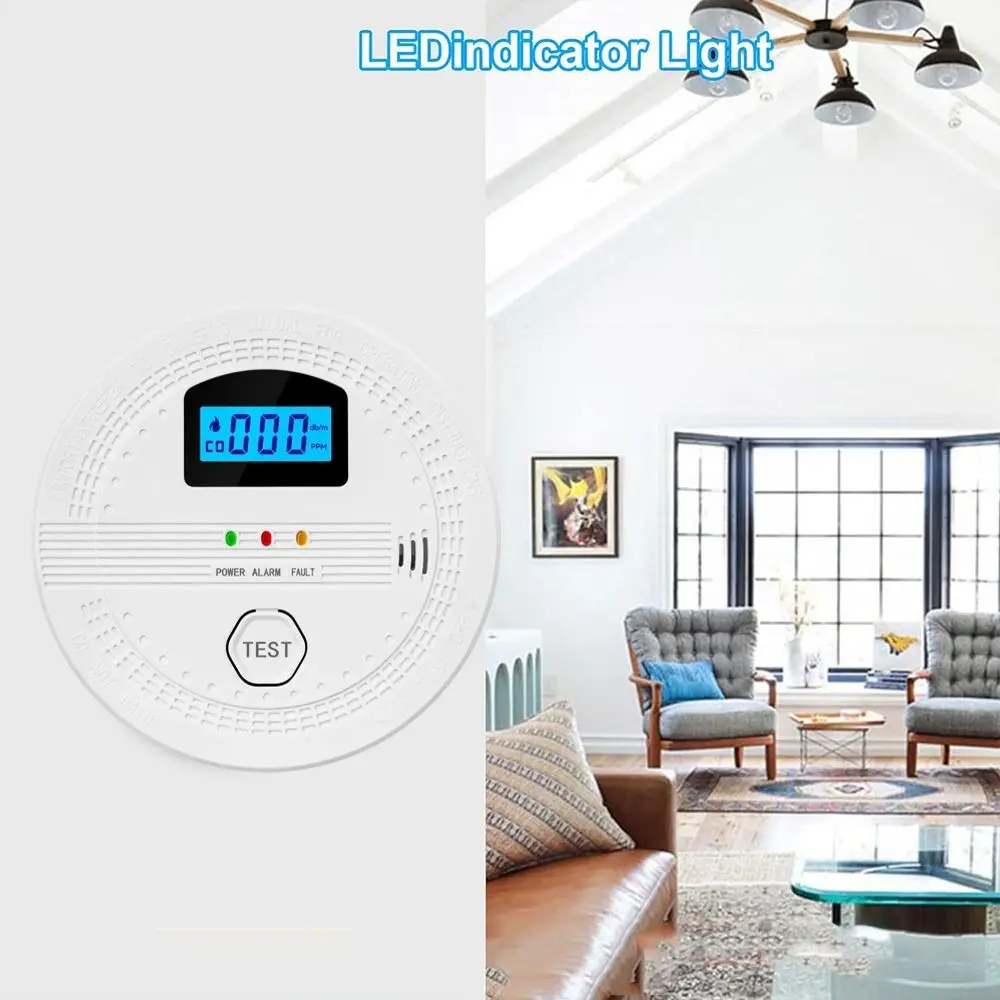 

LCD Digital Display 2 in 1 CO Smoke Detector Audible Alarm Battery Powered CO Gas Monitor Alarm Smart Wireless CO Sensor