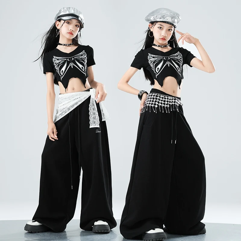 

K-pop Stage Outfits For Girls Fashion Performance Clothing Jazz Dance Wear Hip-Hop Dance Clothes Crop Tops Wide Leg Pants XH2822