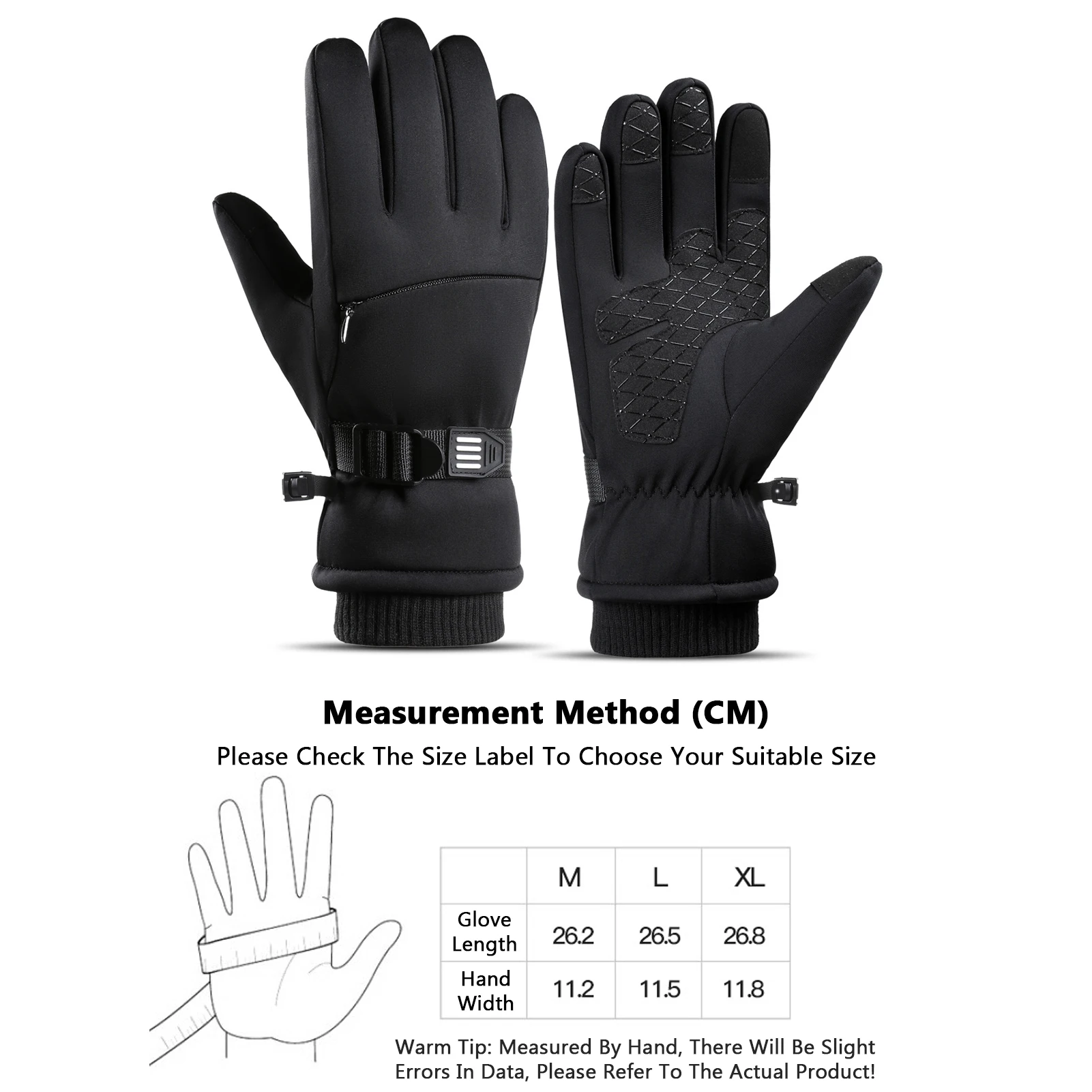 Guantes cálidos de invierno a prueba de lluvia a prueba de viento con palma de dos dedos antideslizantes para guantes de esquí guantes con pantalla táctil