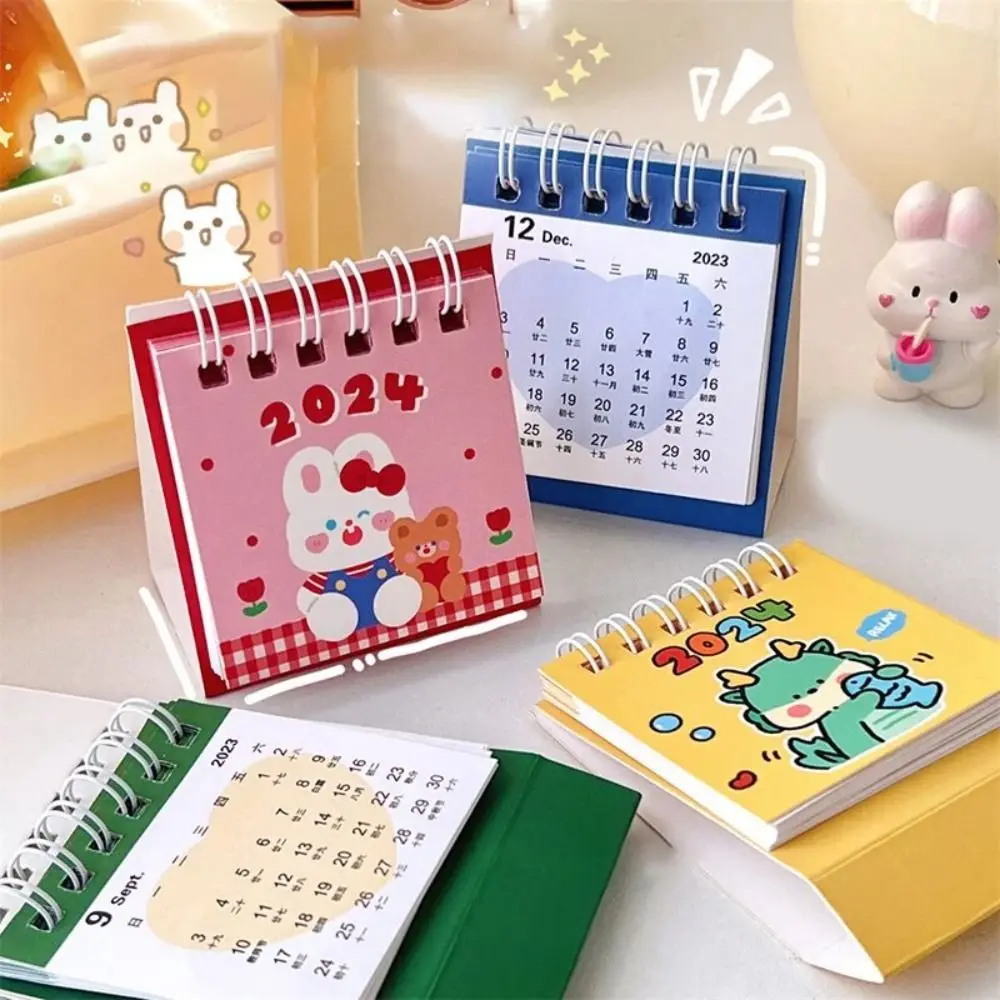 Practical Agenda Organizer 2024 Calendar Animal Mini Mini Desktop Calendar Schedule Planner Coil Notepad Home Decor