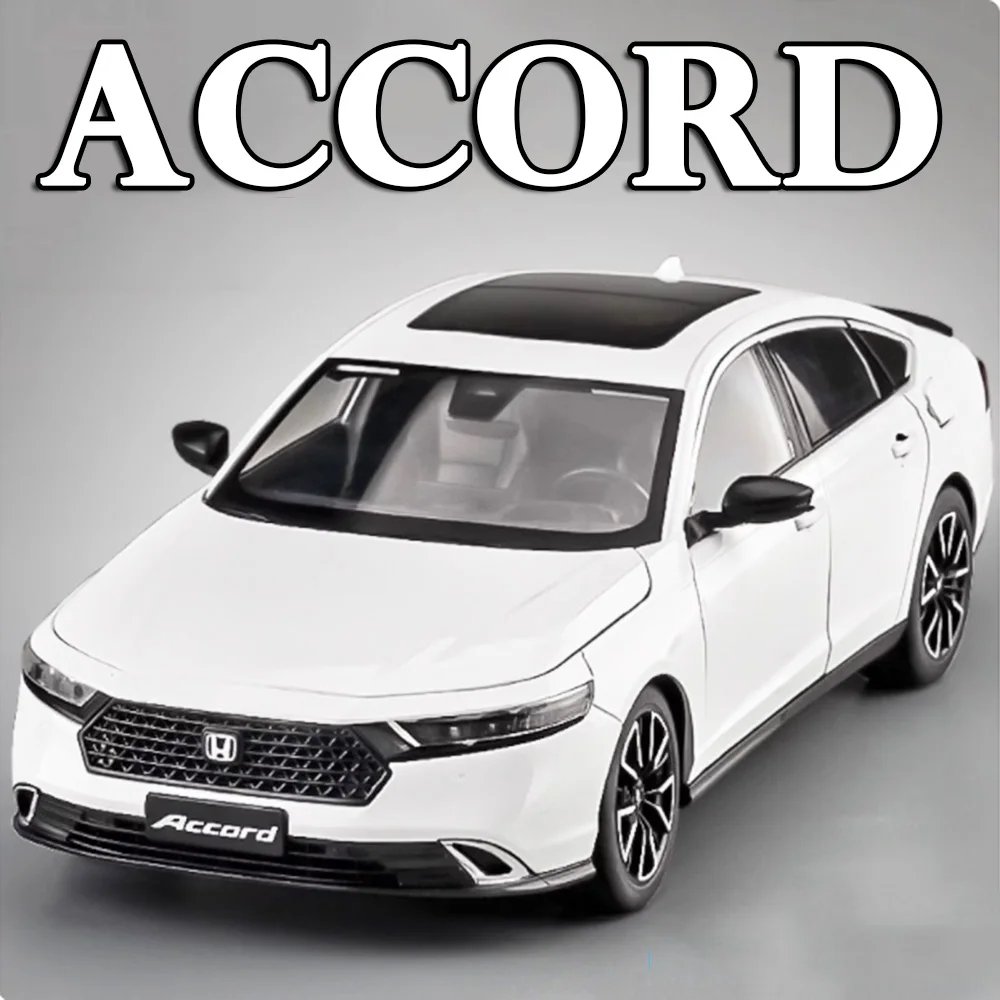 1:18 honda accord modelo de carro de brinquedo em miniatura liga diecast 6 portas abertas puxar para trás som luz simulação veículo brinquedos crianças presentes