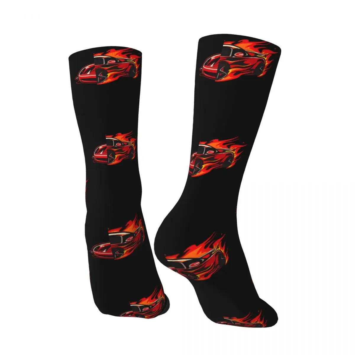 Vintage Flaming Speedster Men's compression Socks Unisex Harajuku Seamless Printed Novelty Crew Sock