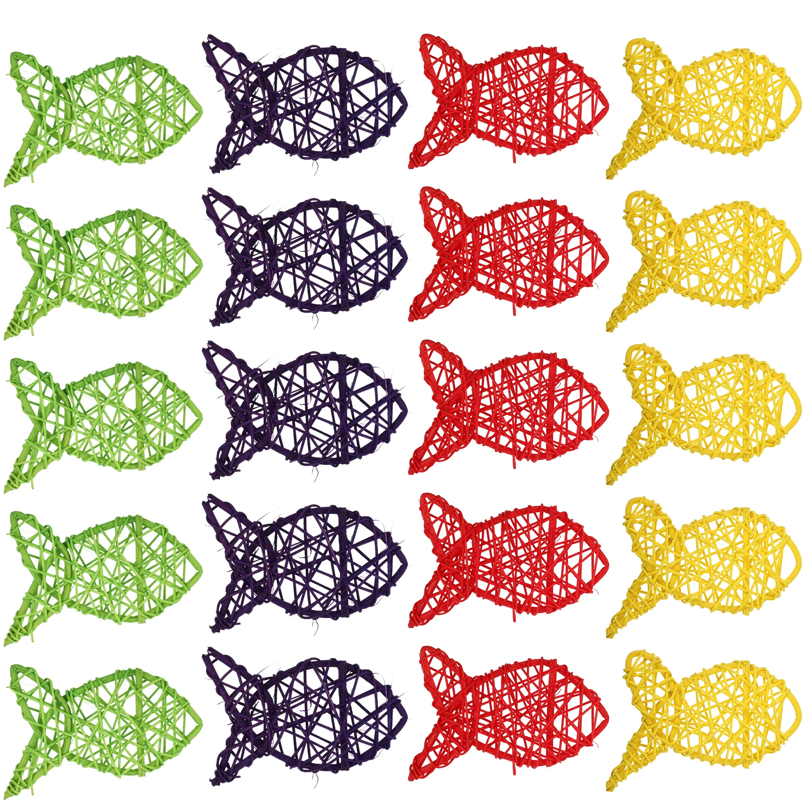 20 Pcs Shaped Rattan Fish naments Decorative Hanging Wall Table Bamboo Christmas Rattan nament Red Xmas Gifts