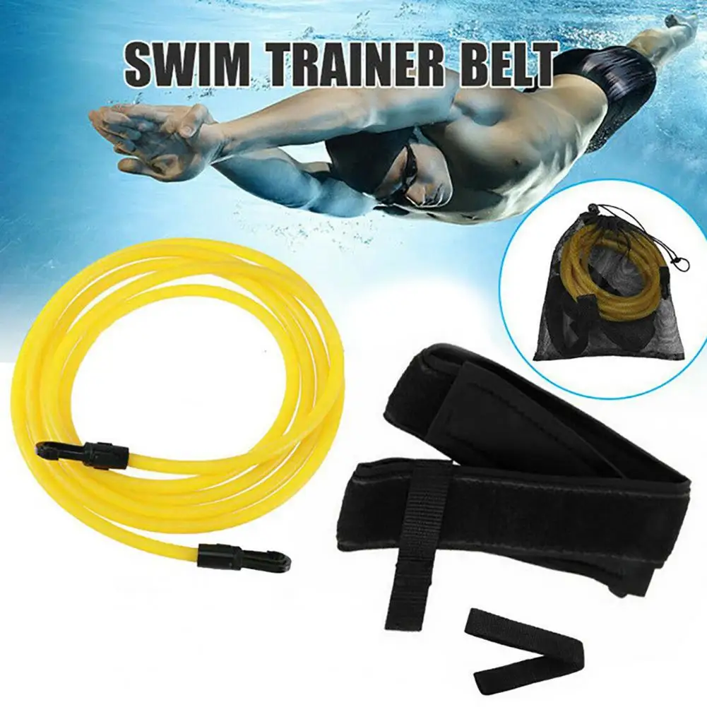 Swimming Resistance Belt Trainer Neoprene Adjustable Load Bearing Swim Training Stretchy Band Speed Improve for Swimming Pool