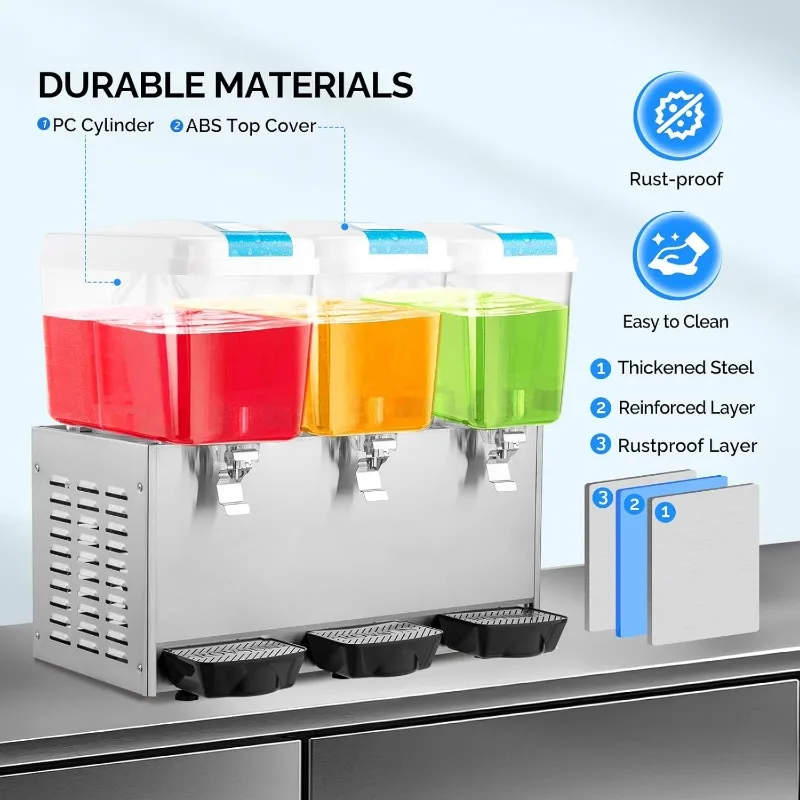 موزع المشروبات التجارية ROVSUN 14.4 Gal/54L، من الفولاذ المقاوم للصدأ مع وحدة تحكم ترموستات لحفلات البار والمطعم المنزلي