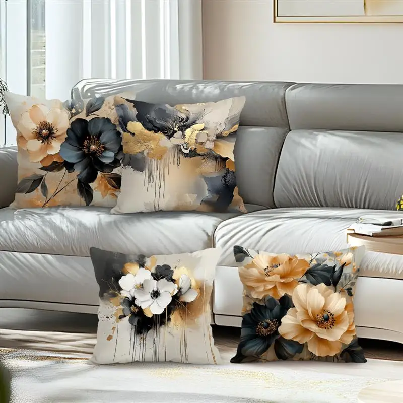 Abstract Flowers Cushions Pillowcase Printed 100% Polyester 45x45cm Throw Pillow Cover Decorative Sofa Cushion Pillowslip Decor