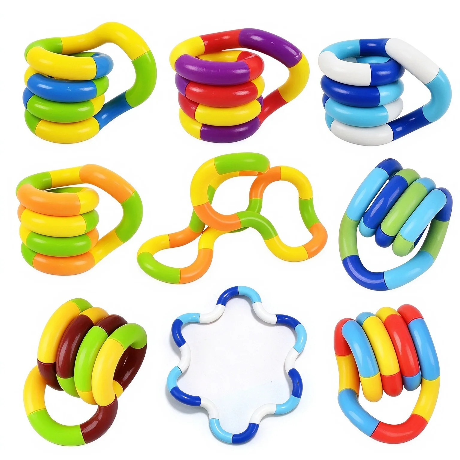 Tangle Fidget Twister Toy, Bendable Deformable Fidget Ring, ABS Stress Relief Sensory Toy, Portable Hand Play Gift