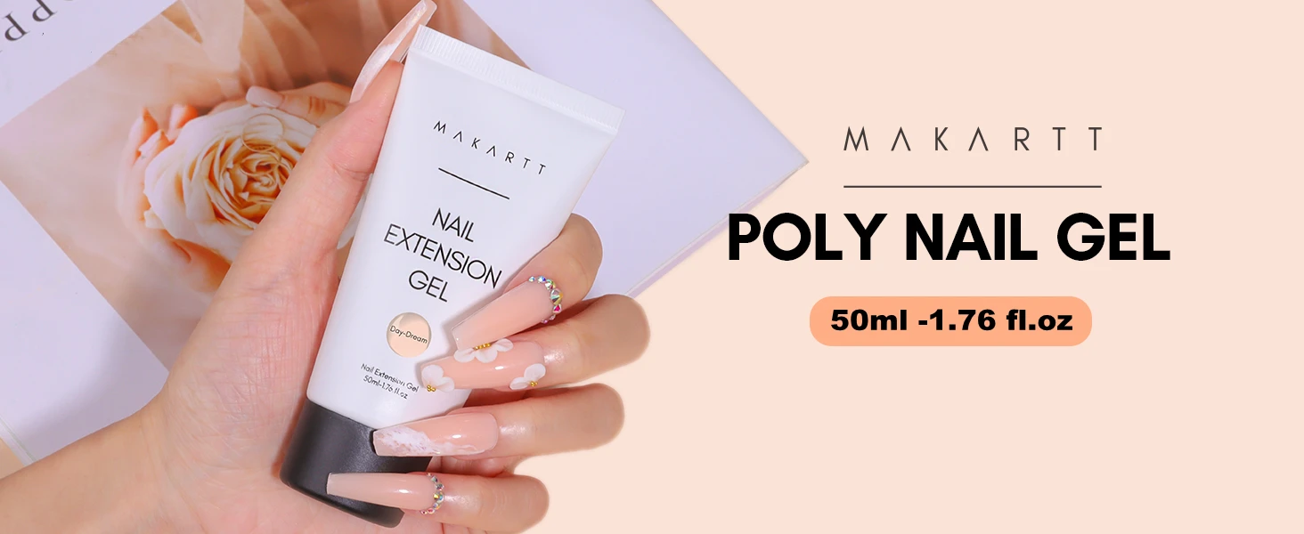 Makartt Poly Nagelverlängerungsgel 50ml Acrylgel HEMA-frei Professionelles Nagel-Aufbaugel für DIY-Salon-Maniküre-Kunstbedarf – Detail 1