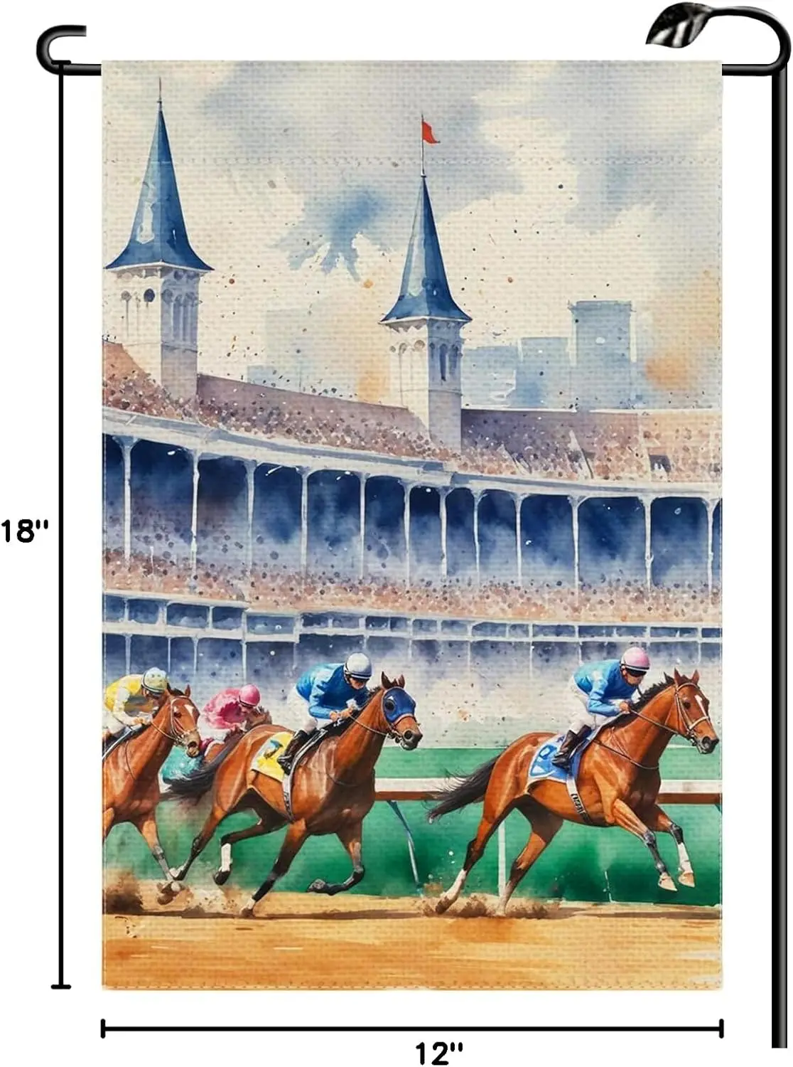 Horse Racing Themed Garden Flag 12x18 Inch Vertical Double Sided Small Flags Farmhouse Outside Decoration For Yard (ONLY FLA zzo