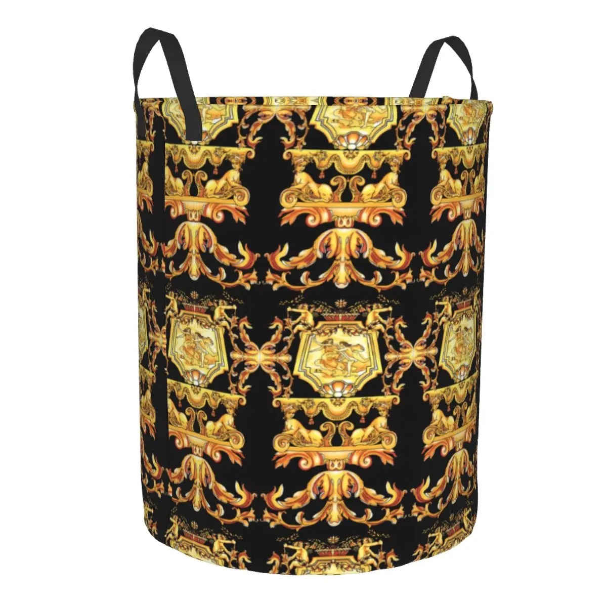 custom Luxury Golden Baroque Floral Laundry Hamper Large Storage Basket European Victorian Art Kids Nursery Toy Organizer