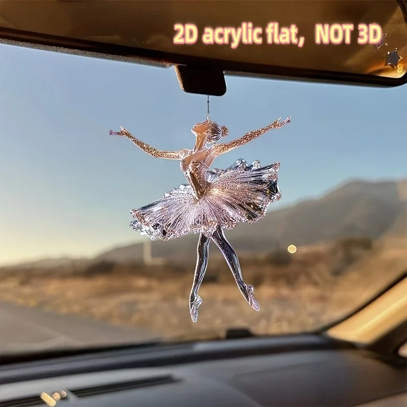 2D Acrylic Shiny Ballerina Ornament - Battery-Free Crystal-Like Acrylic Christmas Tree Hanging Decoration,Suitable for Home