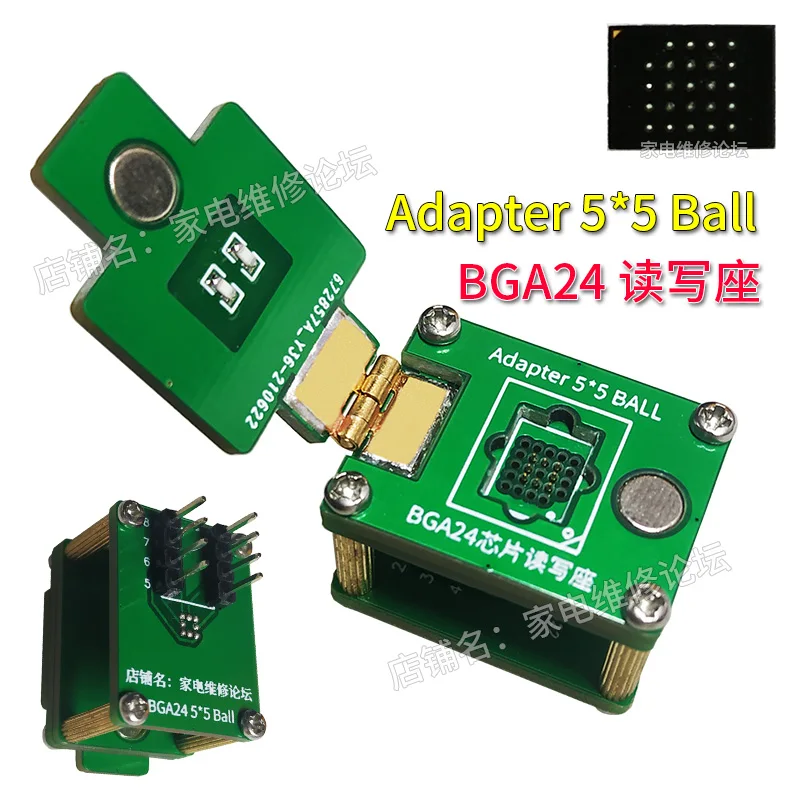 BGA24 Adapter Socket Chip Burning Test Read-Write Seat Adapter 5*5 Ball Flip Probe IC Burn Seat