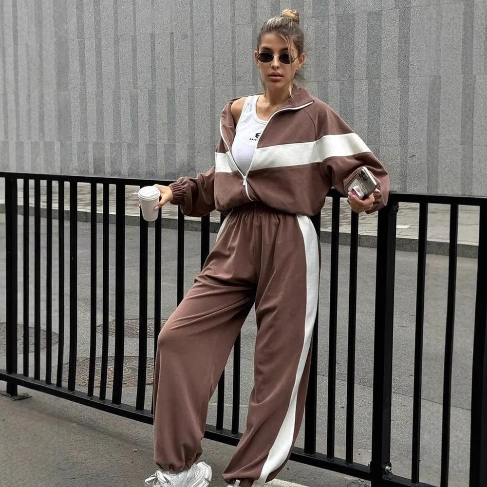 Two Piece Sets Pant Set Tracksuit Women Jogger Y2k Sweatshirts Autumn Winter Sports Elastic Waist Streetwear Pants Matching Sets