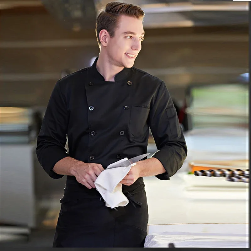 Jaqueta Chef Unisex para Homens, Uniforme de Restaurante, Roupas de cozinha, Cozinha do Hotel, Camisa para Restauração