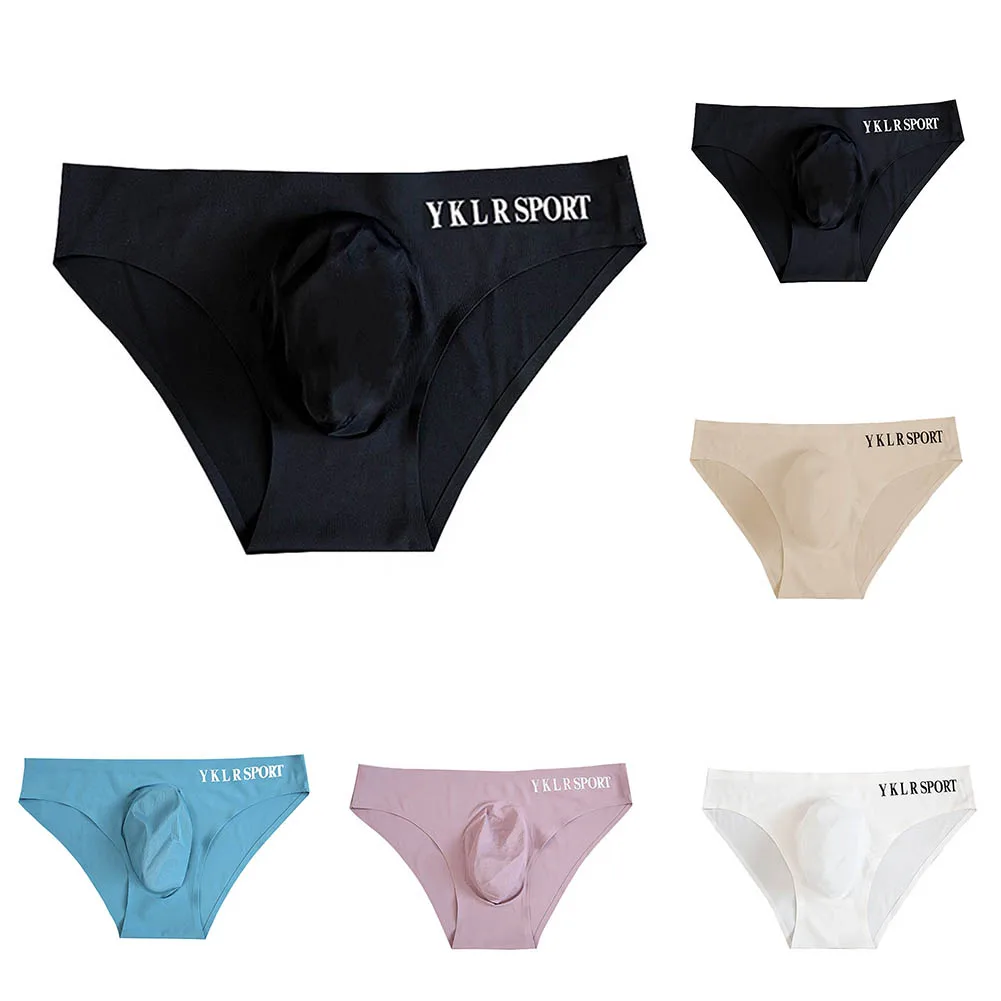 

Мужские прозрачные трусы-боксеры из ледяного шелка с карманом, бесшовные, ультратонкие, летние, дышащие, с низкой посадкой, треугольные