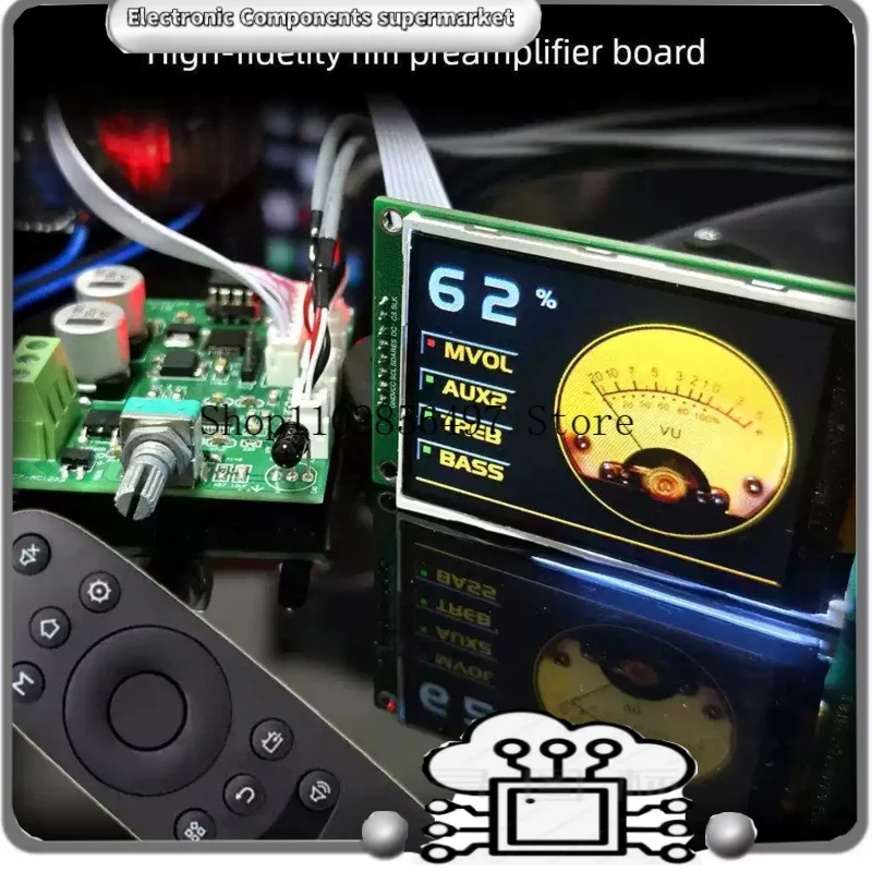 F15 high-end low-distortion low-noise HIFI preamplifier with TFT pointer display, fully remote-controlled, finished board