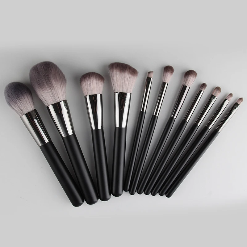 14本入りブラックメイクブラシセットプロフェッショナル木製ハンドルメイクブラシセット、超ソフト合成毛フルコスメティックツール