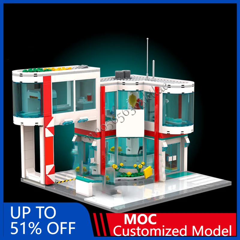 810 قطعة مستشفى مدينة شارع المنزل MOC تخصيص وحدات بنة شعبية التعليمية للأطفال تصميم لتقوم بها بنفسك لعبة عيد الميلاد هدية