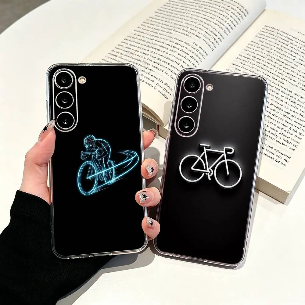 Road Bike Cyclist Cycling  Clear Phone Case for Samsung Galaxy A71, A70, A52, A51, A40, A30