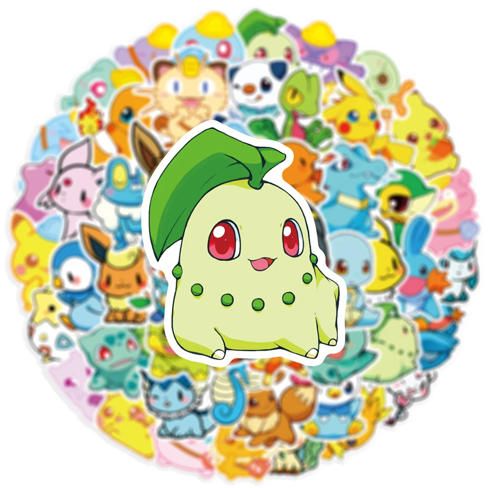 10/30/50pcs Kawaii Pokemon Anime Stickers for Kids Pikachu Psyduck Eevee Kids Cartoon  Decals DIY Laptop Skateboard Sticker Toys