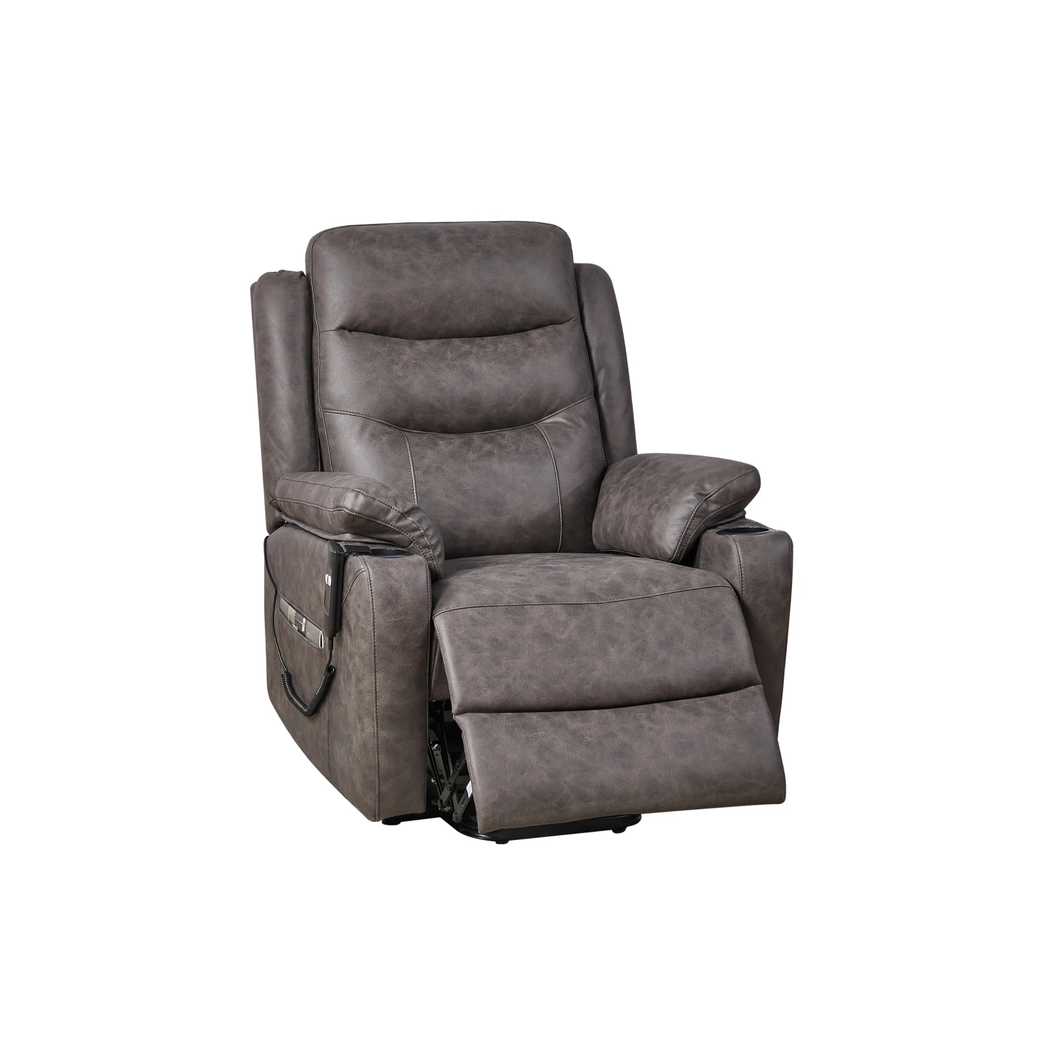 Liyasi Electric Power Lift Recliner Chair with 1 Motor, 3 Positions, 2 Side Pockets, Cup Holders,Suede fabric