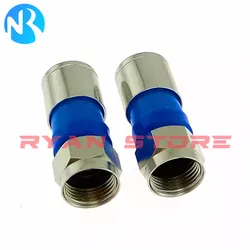 20PCS Blue black All copper Universal Waterproof 75-5 RG6 British Standard F male Snap Seal Outdoor Coax Compression Connector