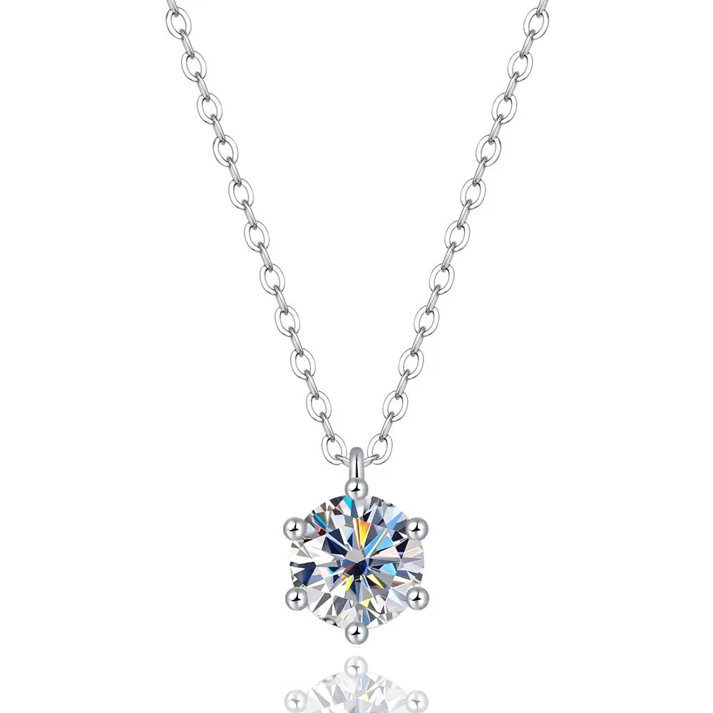 Collana con ciondolo Moissanite in vero colore D da 1 carato Certificato GRA per le donne Gioielli da sposa in argento sterling 100% S925