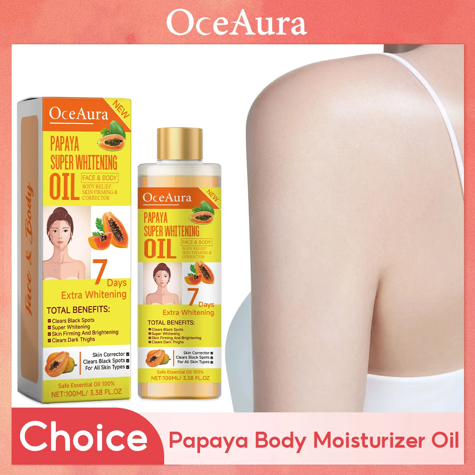 

Papaya Face Body Moisturizer Oil Brightening Firming Skin Improve Dullness Anti Sagging Remove Blemish Super Body Whitening Oil