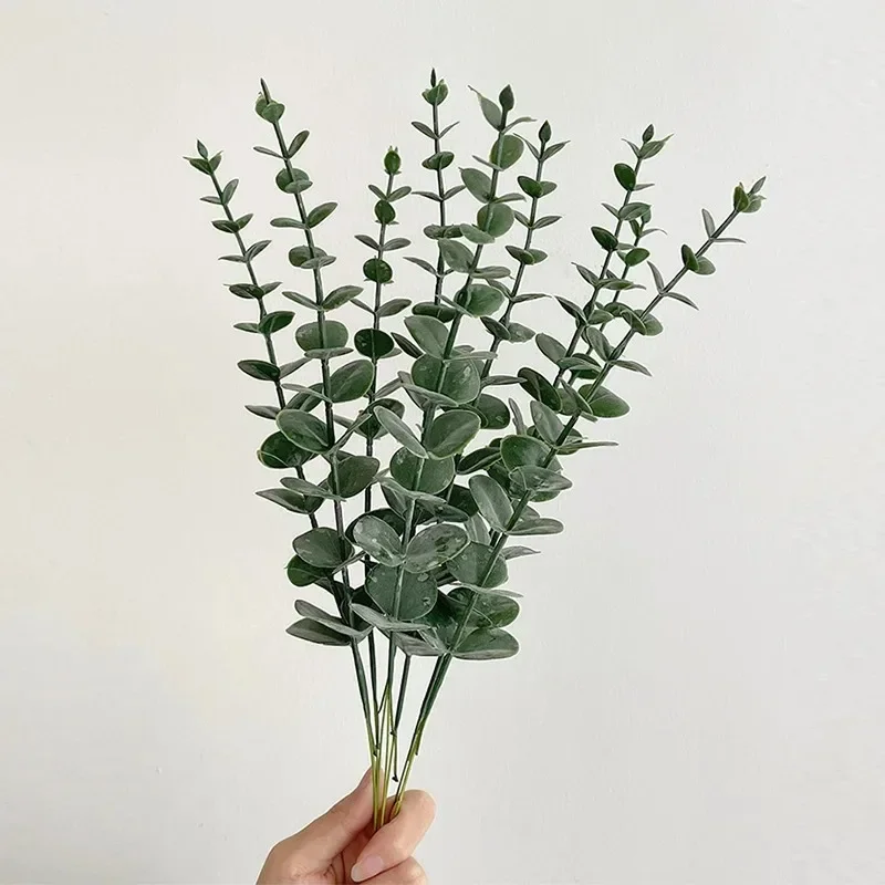 10PCS Artificial Eucalyptus Leave Greenery Stems with Frost for Vase Home Party Wedding Decoration Outdoor DIY Flower Wall Decor