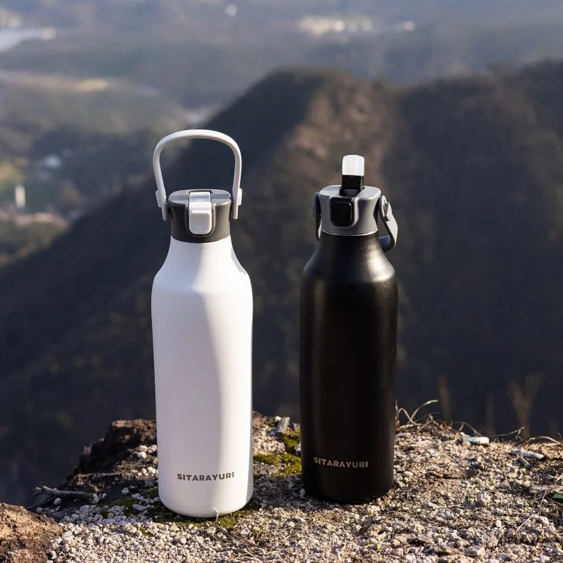 JUSTINLAU 720ML Insulated Cup 304 Stainless Steel Vacuum Flasks Portable Outdoor Travel Climbing Leak-proof Straw Water Bottles