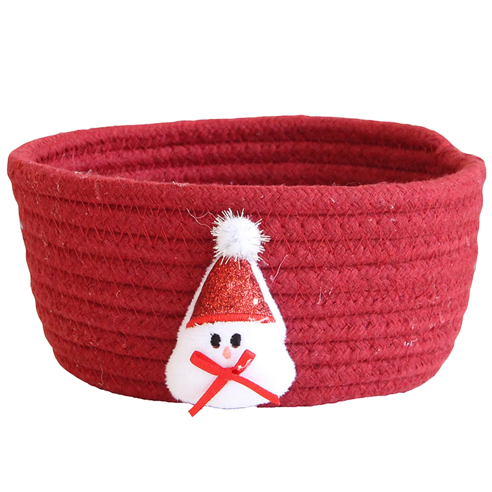 

Christmas Storage Baskets Cotton Thread Empty Bins for Shelves Red Woven Basket Gift Hold Keys Changes Buttons Remotes Candies