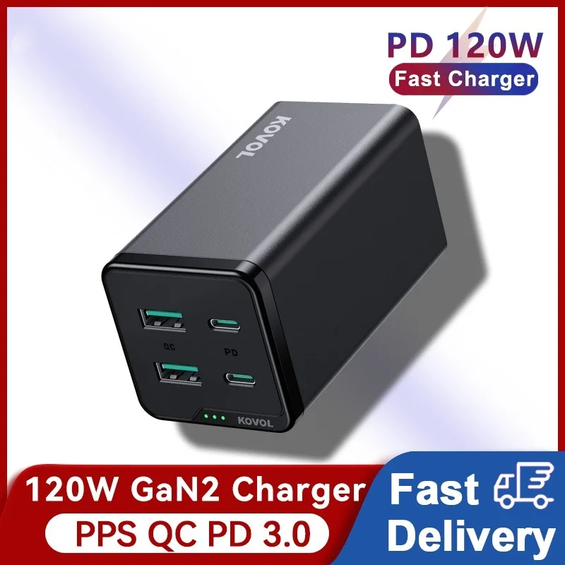 Top! 120W GaN Charger 4 in 1 PPS PD QC 3.0 Desktop Laptop Fast Charge For iPhone 14 13 Pro Max Samsung Xiaomi Phone Charger