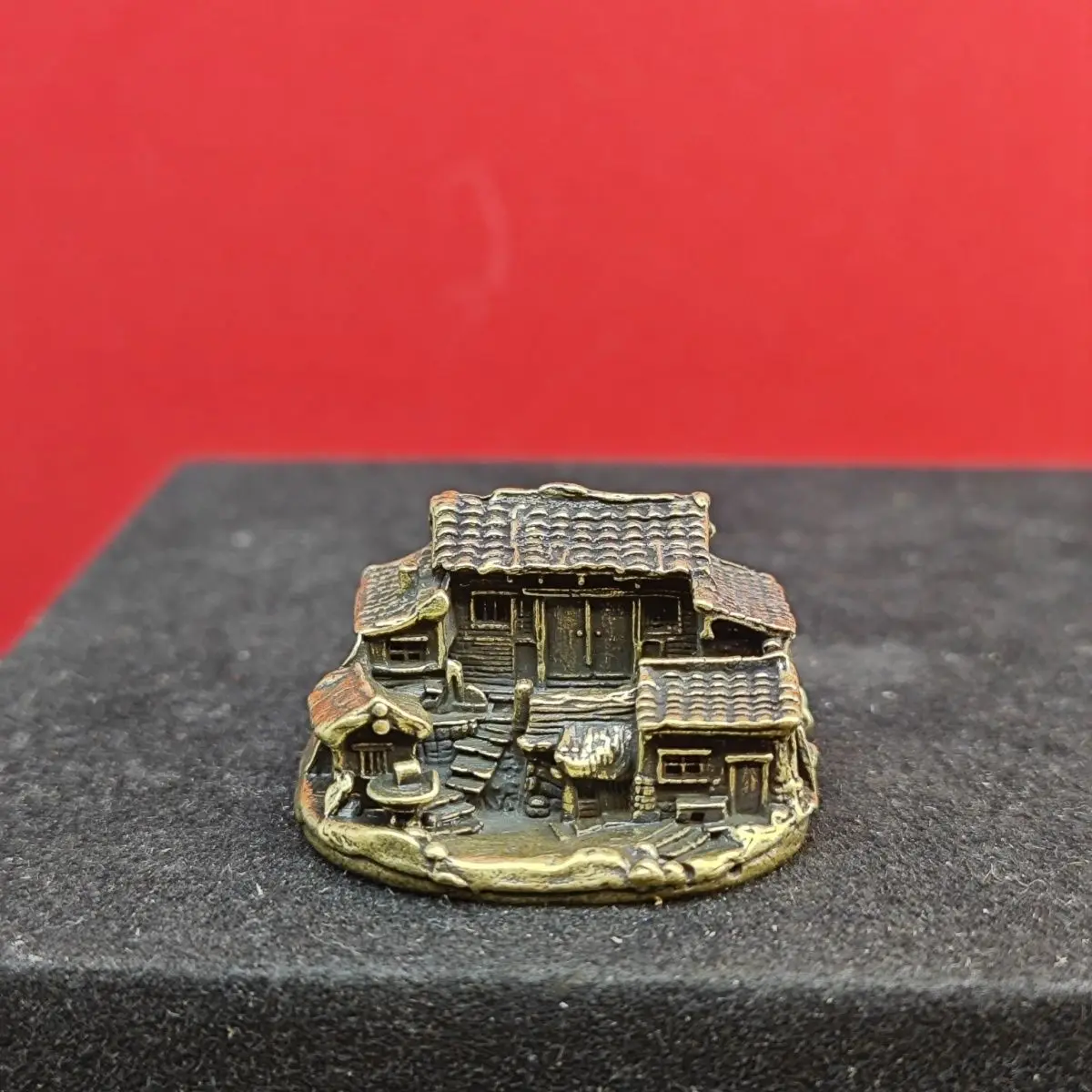 Brass Miniature Dollhouse Rural Village Old House Courtyard Decorative Model Desktop Creative Micro Landscape Creation