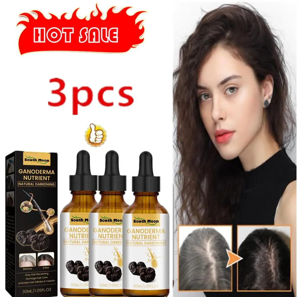 

3pcs Gray White Hair Treatment Serum Liquid White To Black Natural Color Repair Nourish Product Anti Loss Hair Care Men Women