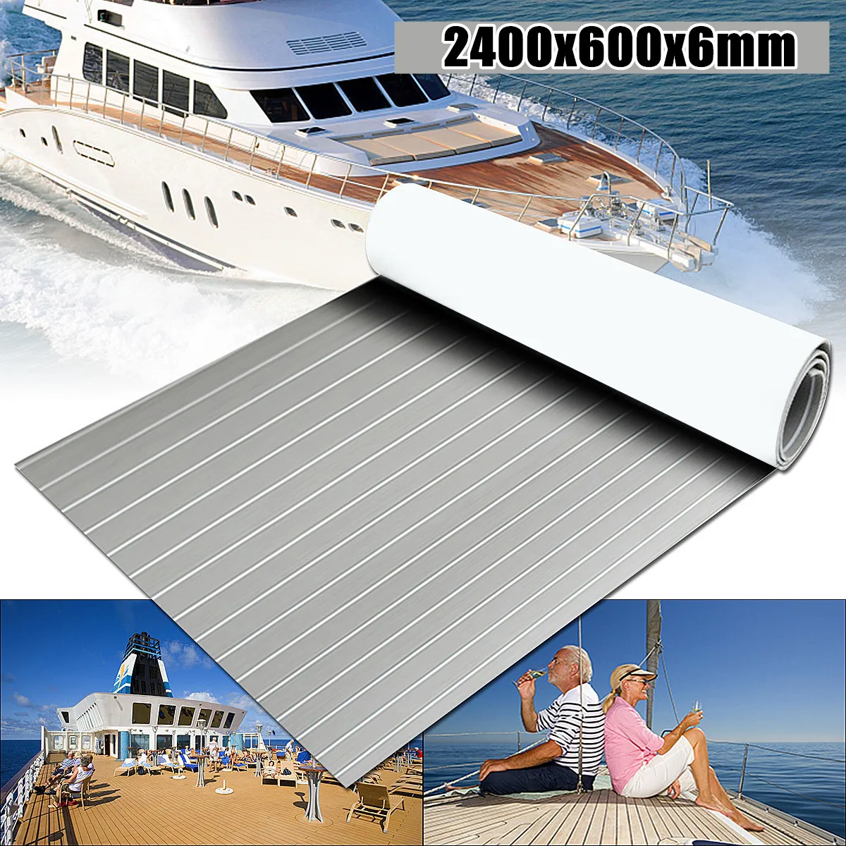 2400x600x6mm Self-Adhesive Foam Yacht Teak Deck Faux Teak Boat Deck Mat Decking Boat EVA Foam Floor Mat For Boat