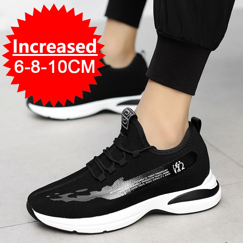 

Summer Breathable Mesh Elevator Shoes for Men 10cm Invisible Height Increase White Men's Sneakers Outdoors Casual Canvas Shoes