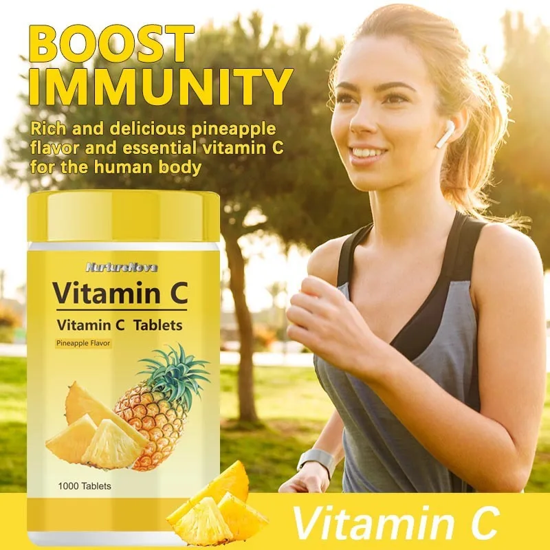 

Vitamin C Chewable Tablets Pineapple Flavor for Work Commute Travel Business Use Daily Supplement