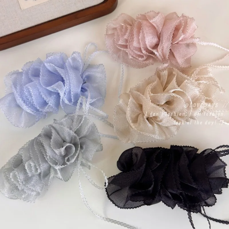 

Organza Bow Spring Hair Clips for Girls with Tassel Upgraded Portable Half Up Top Hair Pin Sweet Hair Accessory for Wedding Use