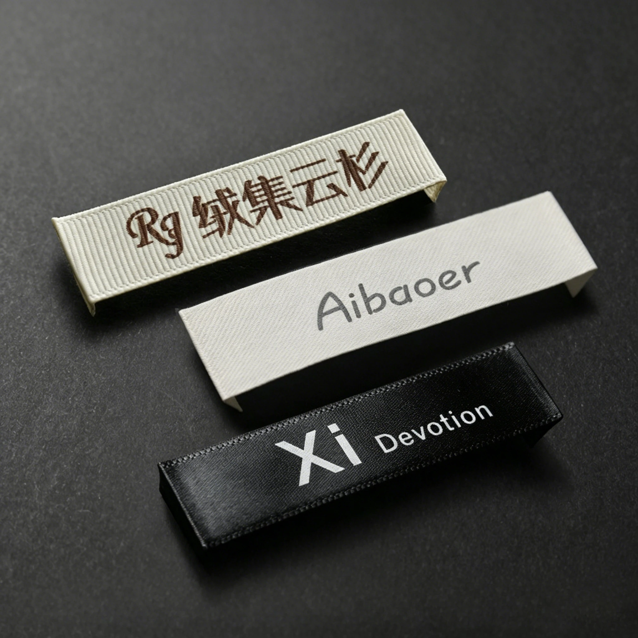 Custom End Fold Woven Labels High Density Damask Neck Tags Custom Logo Clothing Brand Fabric Woven Tag For Apparel