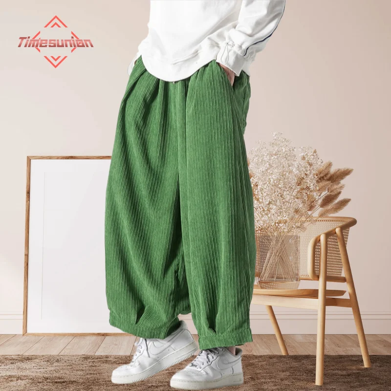 

Men's Japanese Style Warm Thicken Corduroy Pants Autumn Winter Fashion Harajuku Wide Leg Loose Trousers